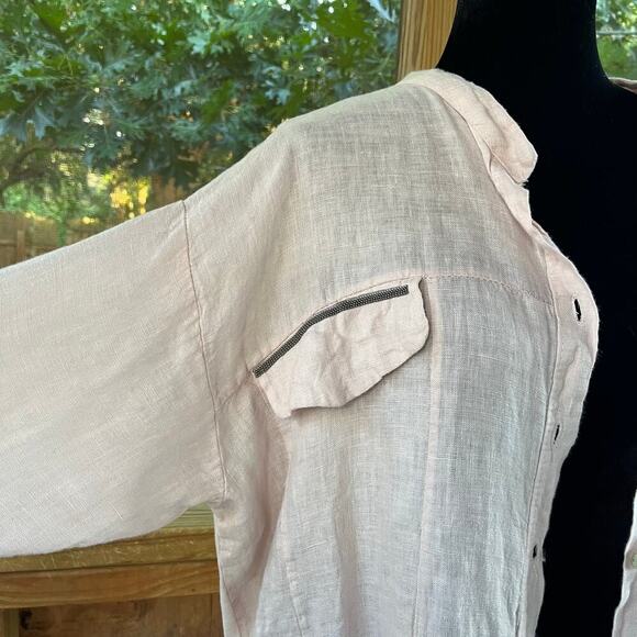 New Collection Women's 100% Linen Light Pink Jacket Size L - Picture 6 of 9